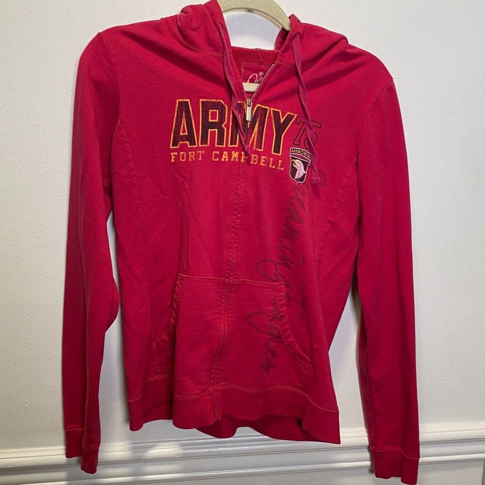 GFS Co.ed Women’s Red Army 75 Fort Campbell Hoodie Zip-Up Sweatshirt Size M